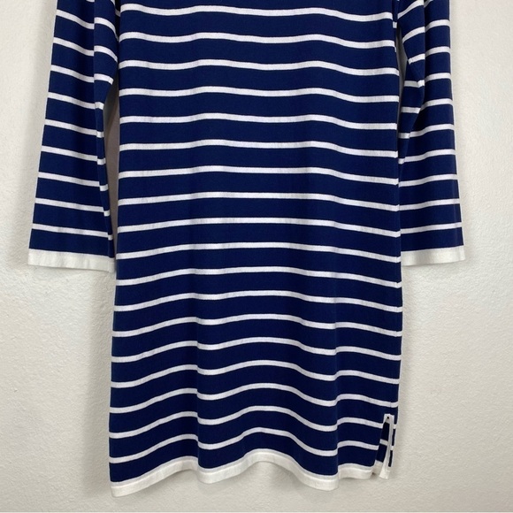 SAIL TO SABLE Nautical Stripe Navy White Sweater Dress Size M - Picture 4 of 11